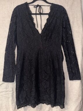 H&M Black Lace Mini Dress with V-Neck
